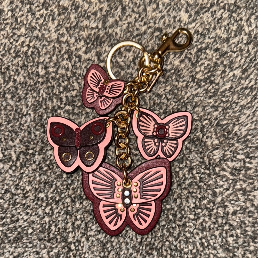 Coach Pink and Brown Key/Bag charm